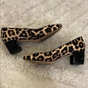 5.5 Michael Kors Haircalf Cheetah Print Slip on Loafers Women Flat